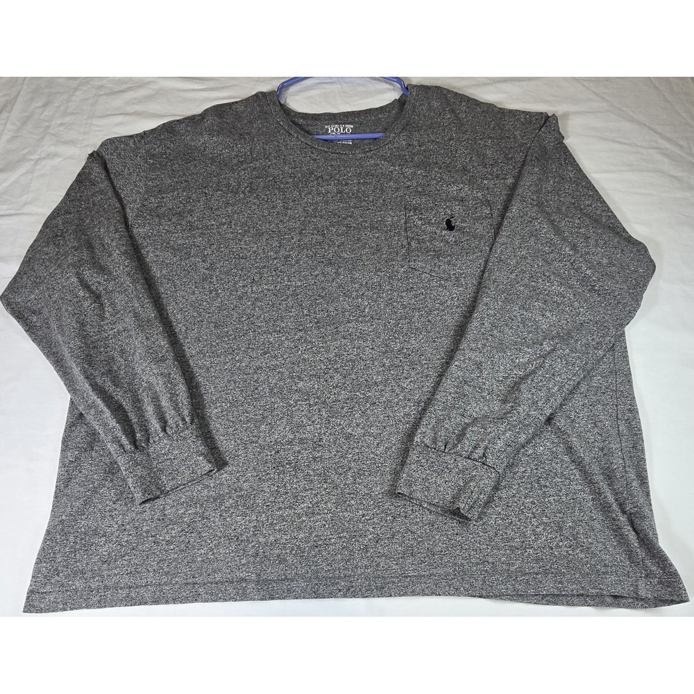 Polo Ralph Lauren Shirt Mens XL Heather Grey Crewneck Long Sleeve Soft Cotton
